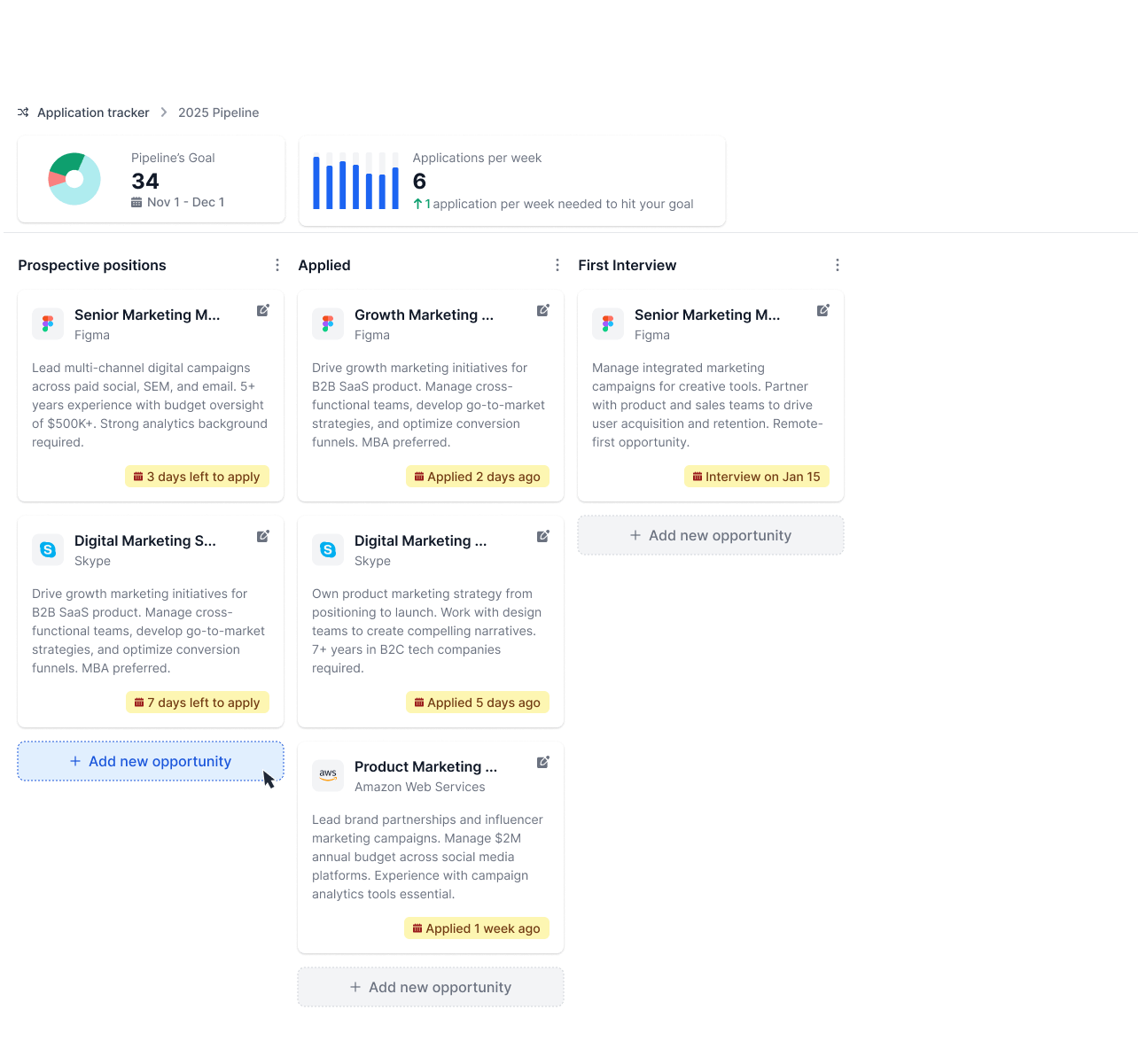 Job application tracker